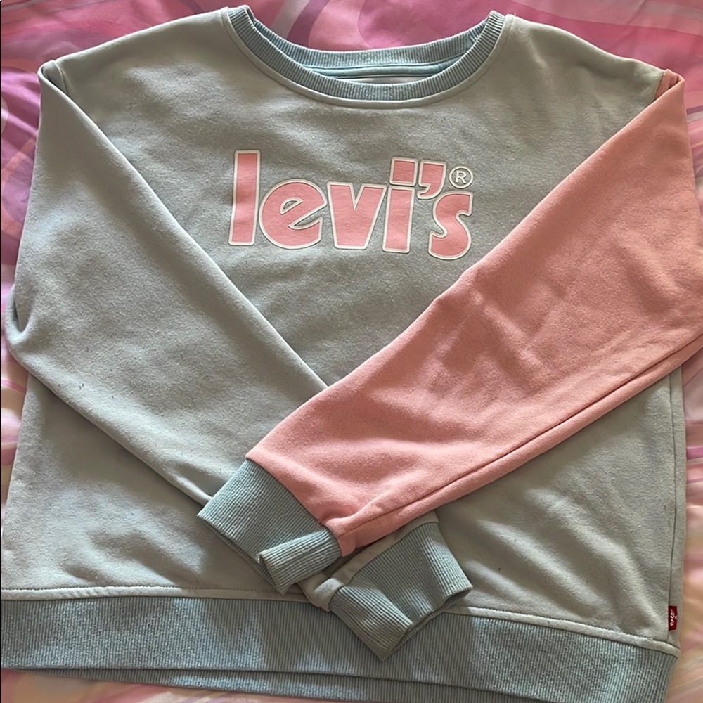 Levi's Light Gray and Soft Pink Crewneck